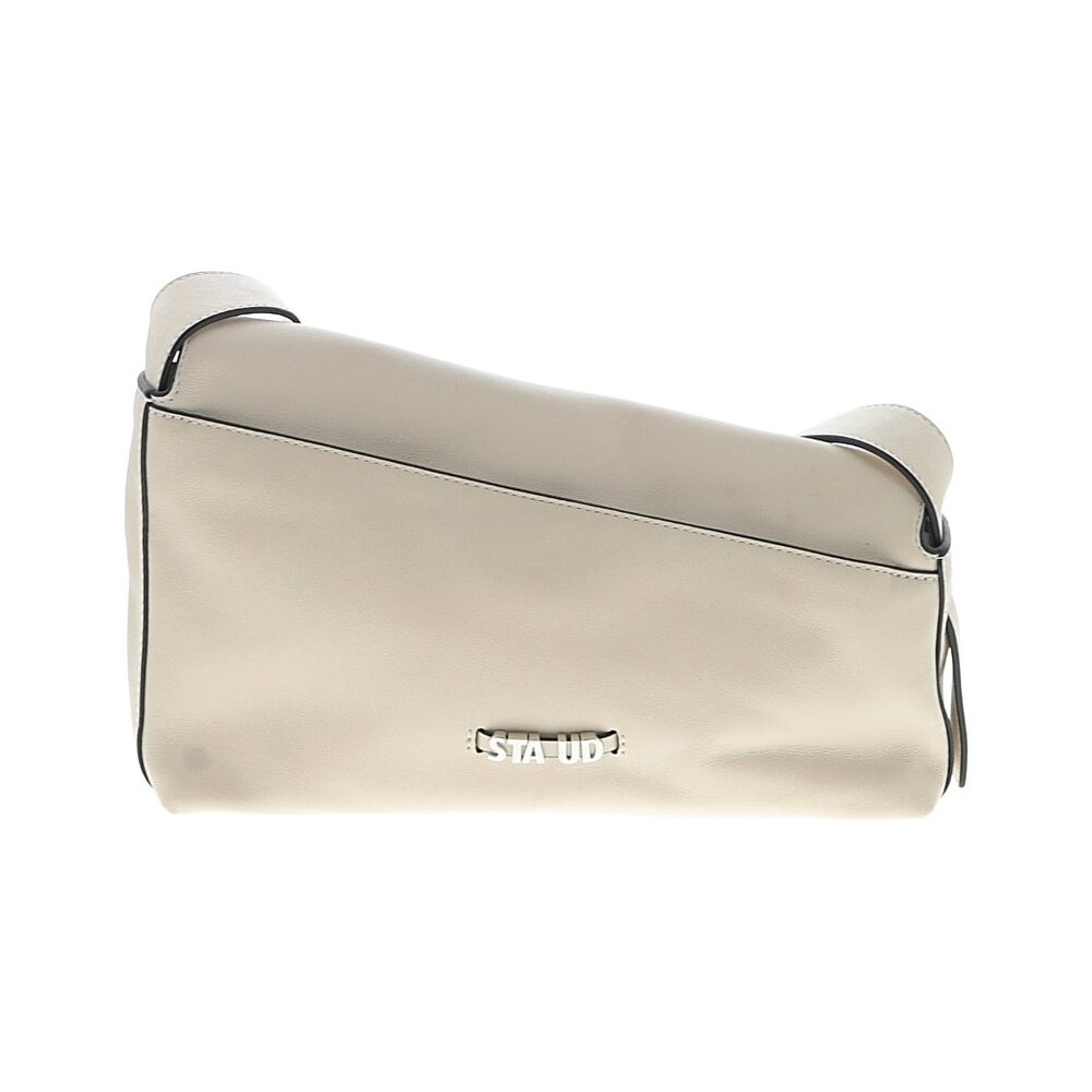 STAUD Cream Shoulder Bag with Black Piping